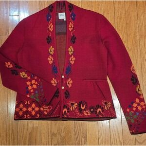 IVKO SAMPLE Merino Wool Embroidered Cardigan FolkArt Lux Ukraine Boho ArtWear 38